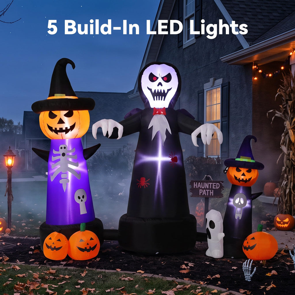 9FT Halloween Inflatable Grim Reaper with Built-in LED Light K5125