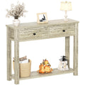 32 Inch Light Rustic Oak Console Table with 2 Drawers M994