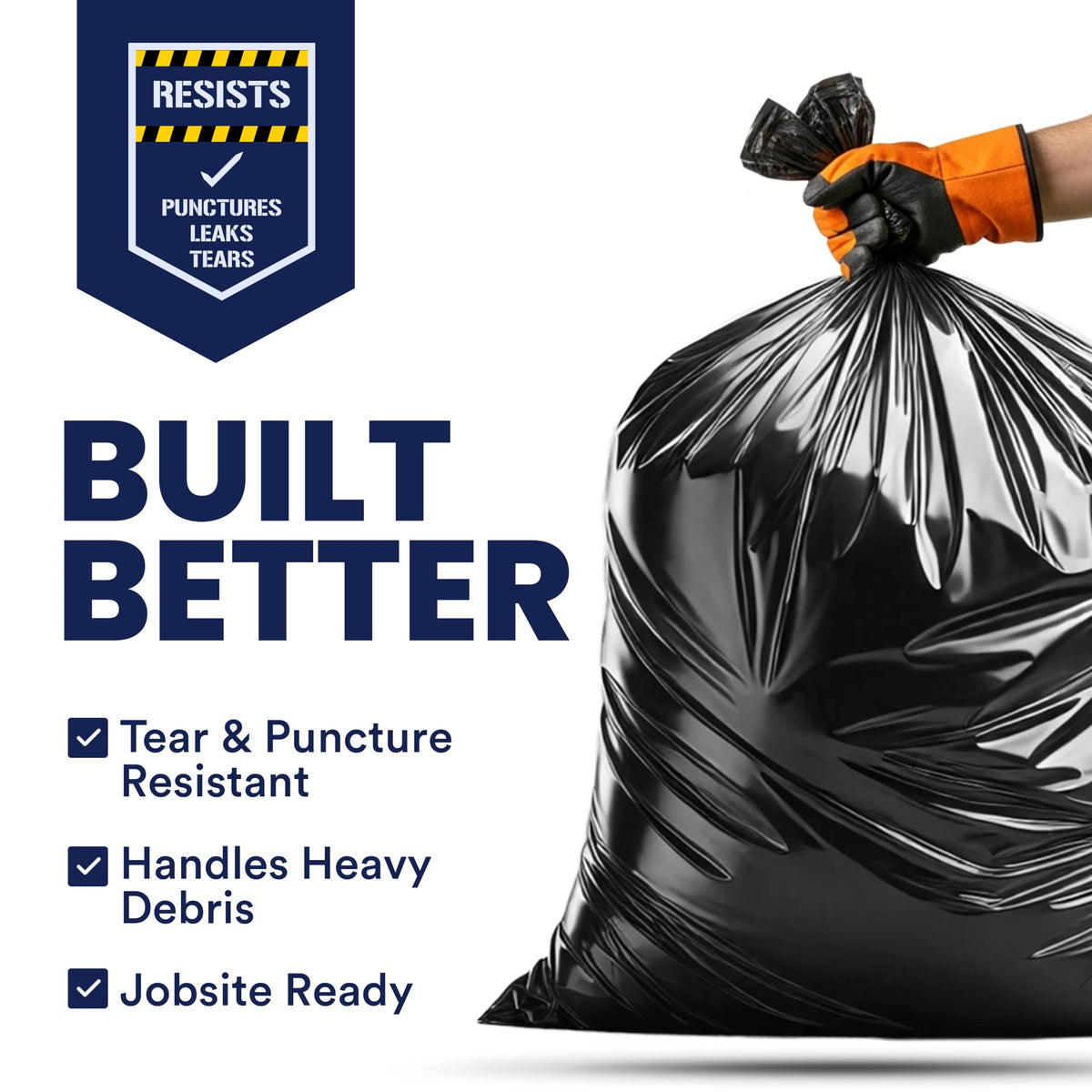 Black Heavy Duty 40-45 Gallon Trash Bags 3.0 Mil 50 Count W251