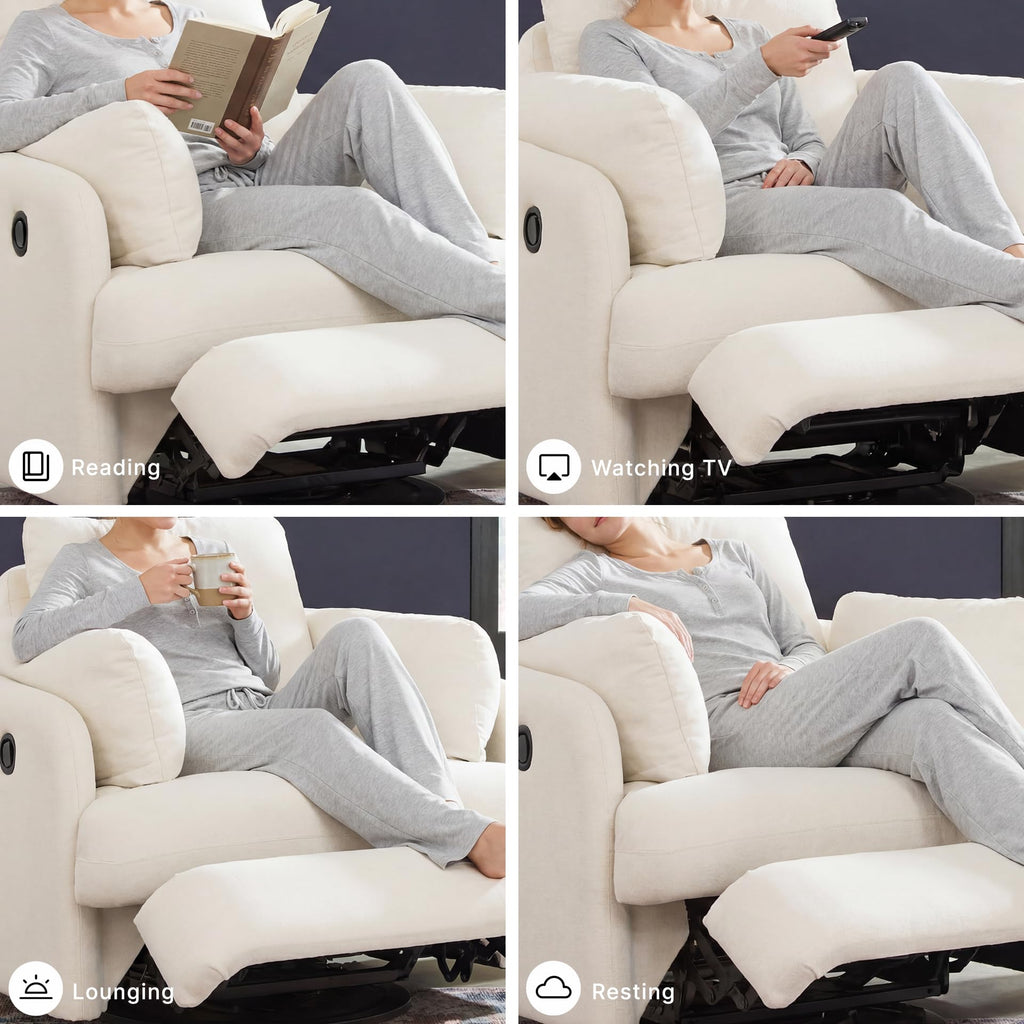 Beige Swivel Glider Recliner Rocking Chair N36876