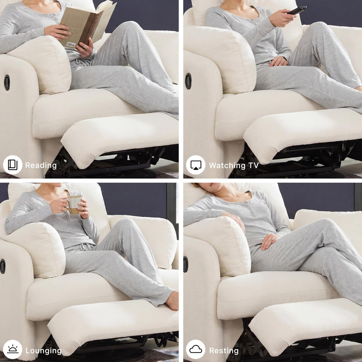 Beige Swivel Glider Recliner Rocking Chair N36876