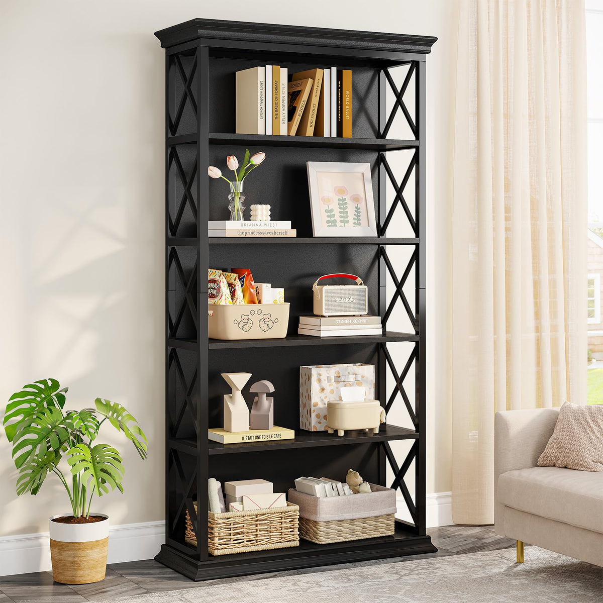 71 Inches 6-Tier Bookcase E221