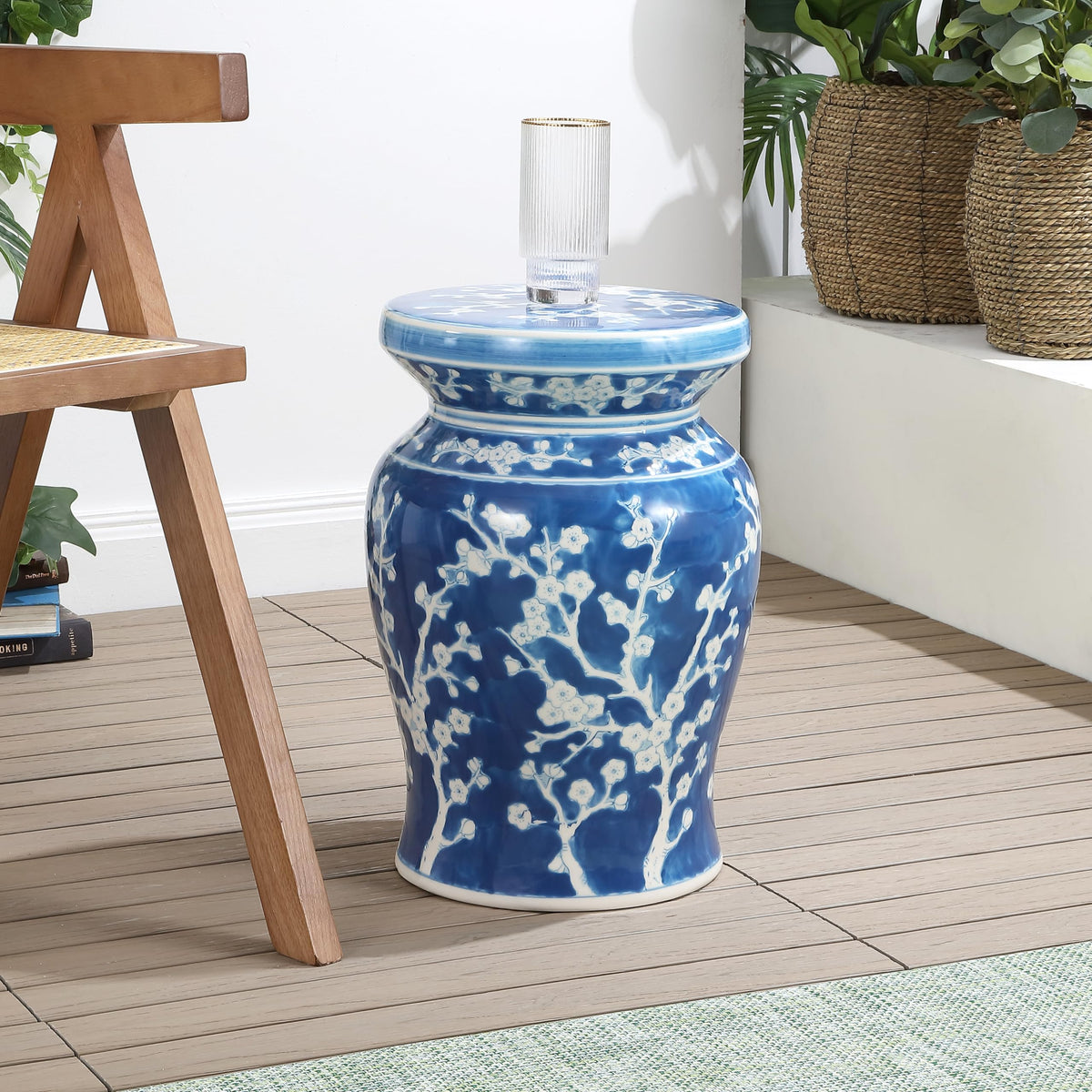 Ceramic Garden Stool 18" Side Table O50808