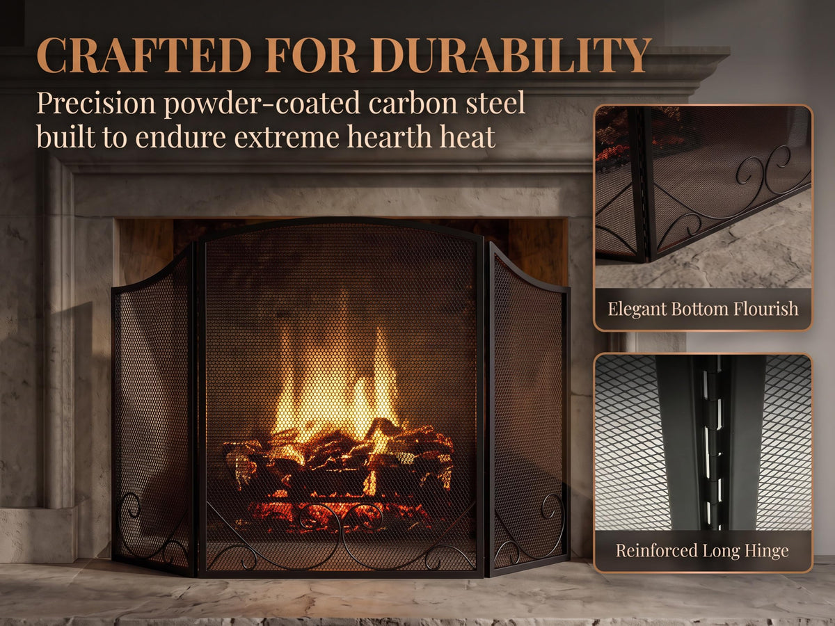 Black Wrought Iron Fireplace Screen P12288