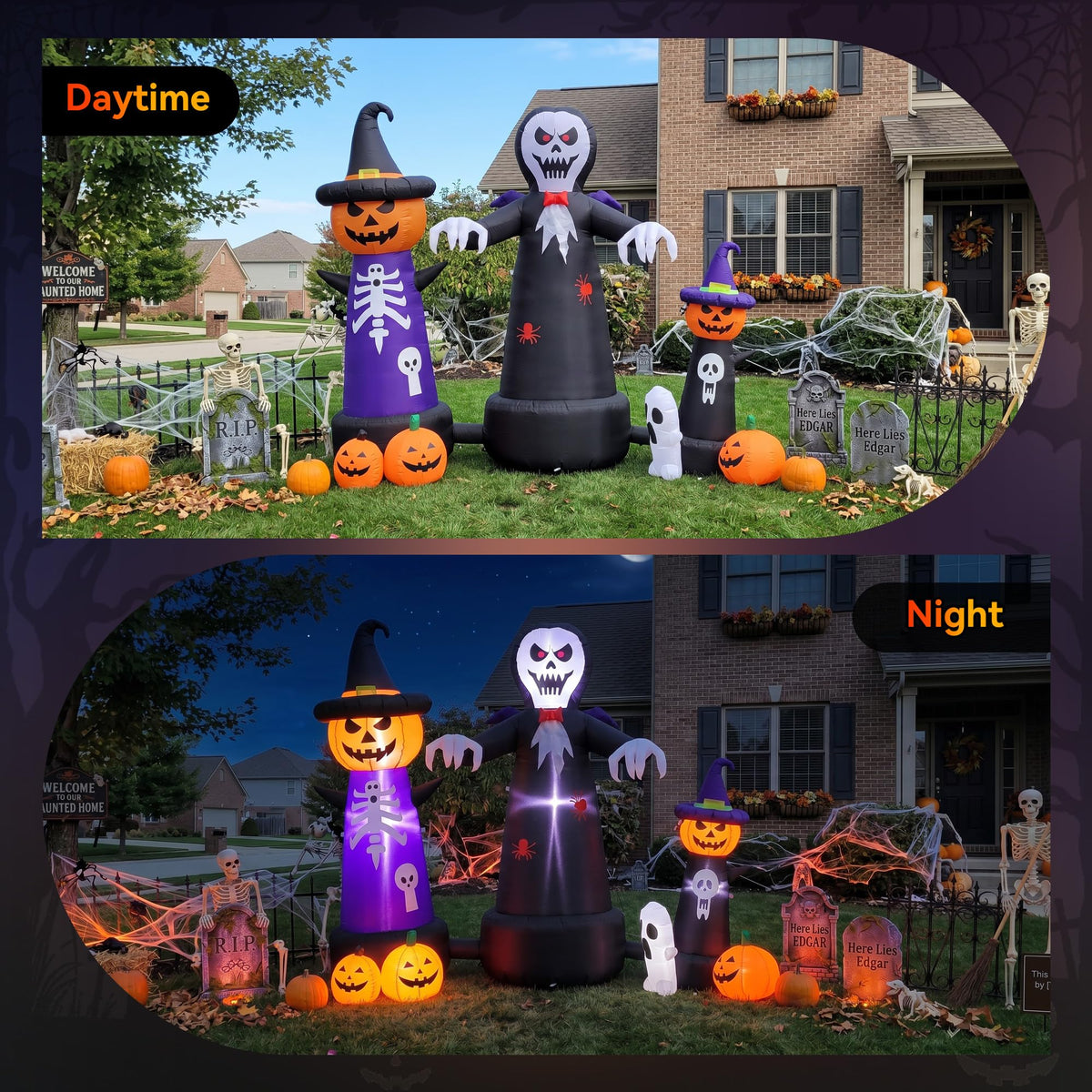 9FT Halloween Inflatable Grim Reaper with Built-in LED Light K5125