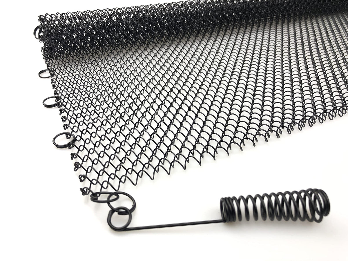 Black Fireplace Mesh Screen Curtain, Two Panels U3294