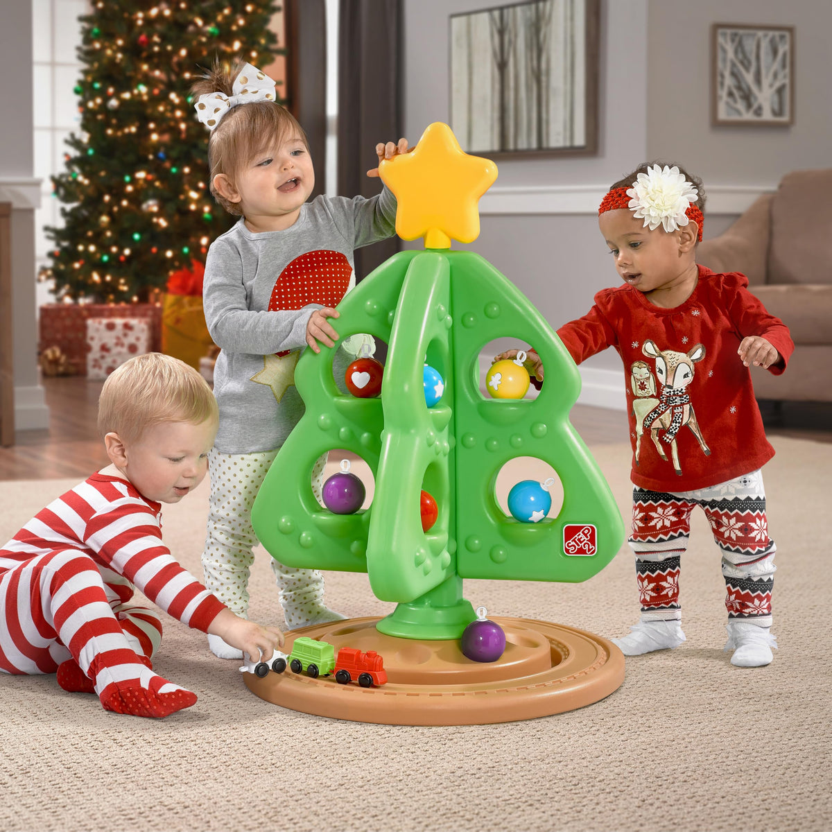 Kids Interactive Holiday Tree with 12 Colorful Plastic Ornaments X4304