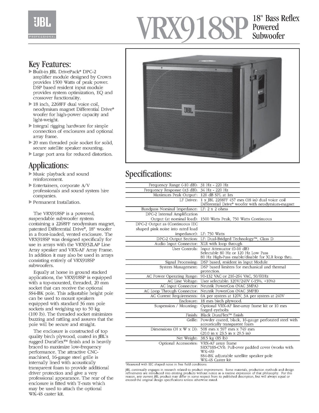 18-Inch Powered Subwoofer M30883