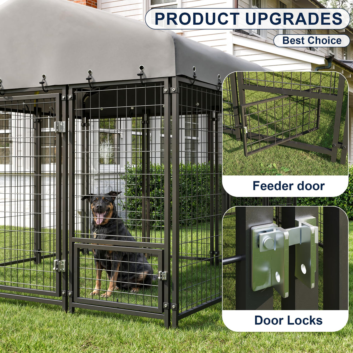 10X10FT Double Door Dog Kennel with Roof J738